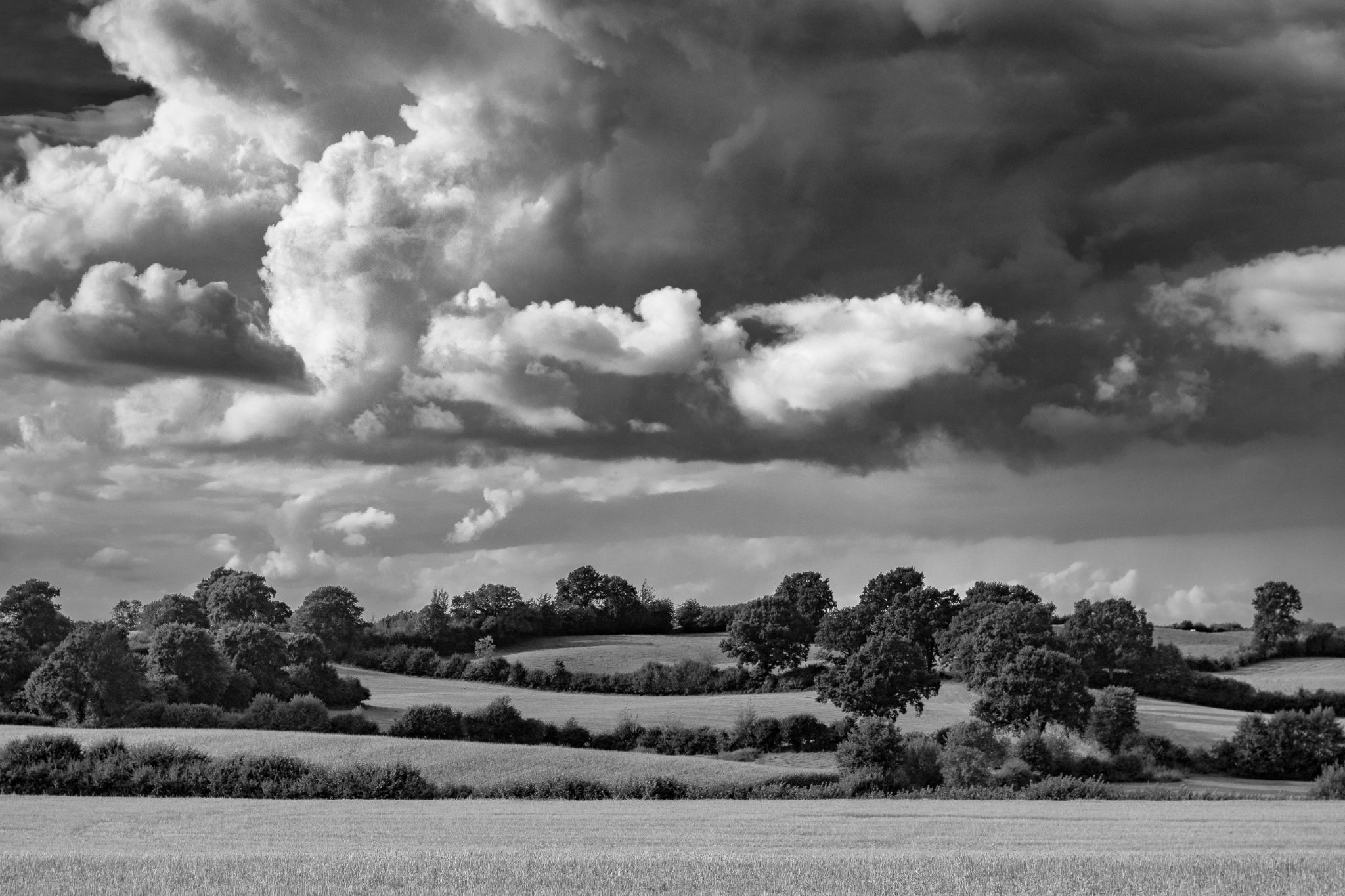 Wolkenberge über Knicklandschaft